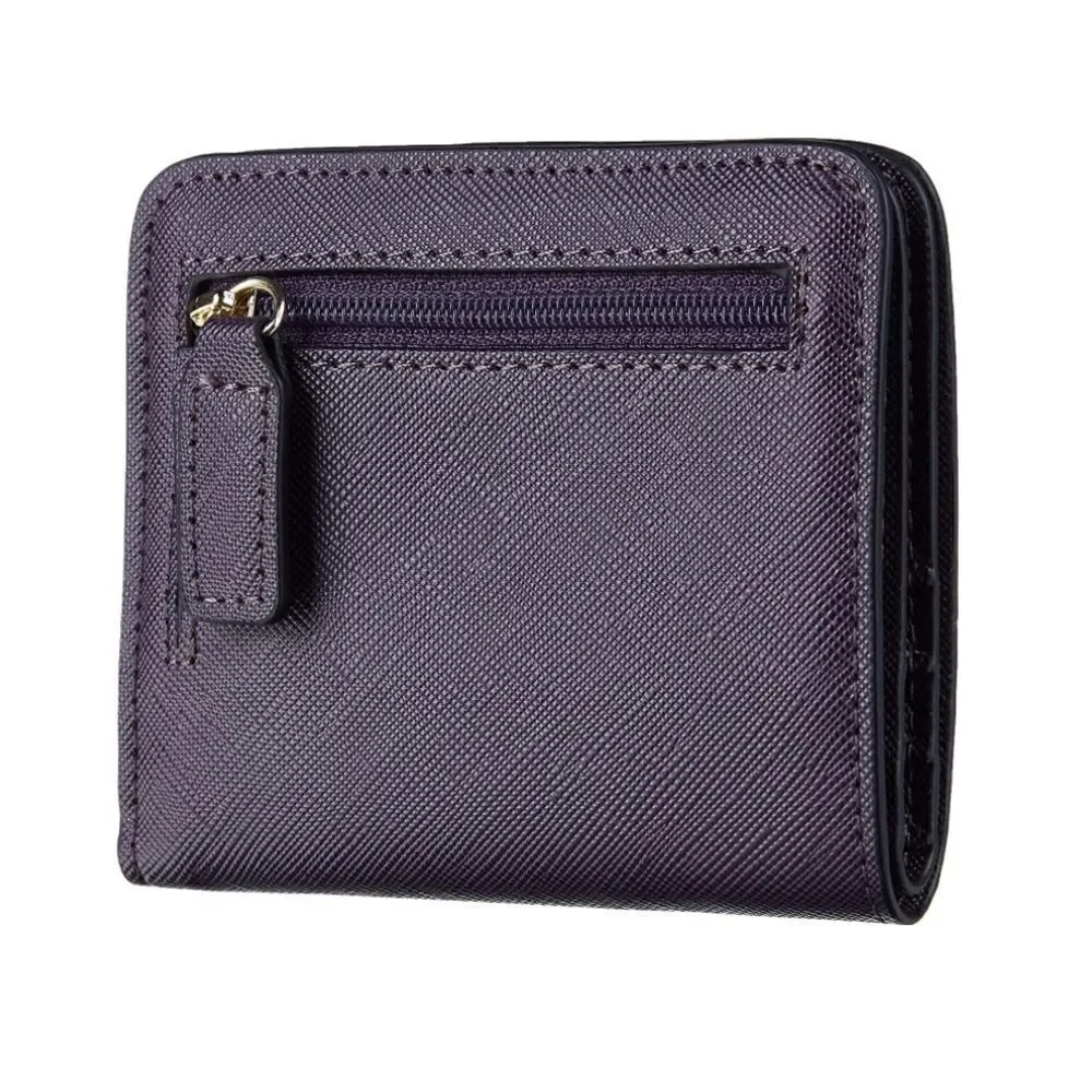 Deep Purple Leather Compact Wallet